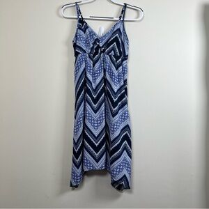 Maurices Dress‎ Spaghetti Straps V Neck Zig Zag Design Blue Size Small